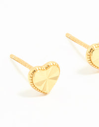 Gold Plated Sterling Silver Diamante Heart Stud Earrings - link has visual effect only