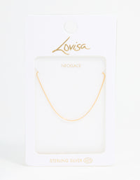 Gold Plated Sterling Silver Box Link Adjustable Necklace - link has visual effect only