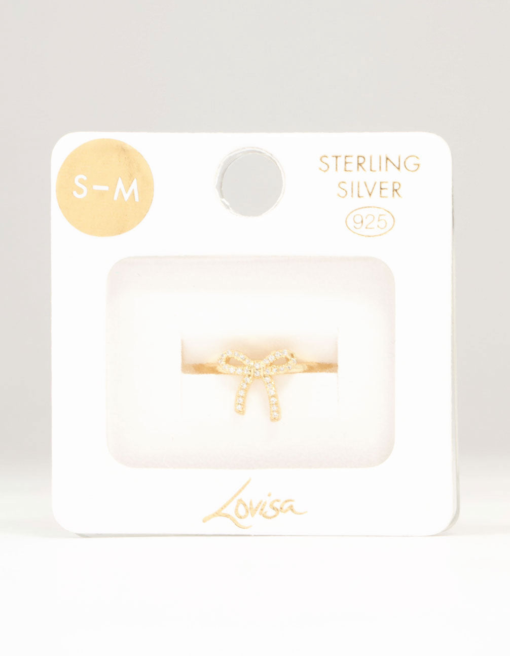 Gold Plated Sterling Silver Cubic Zirconia Bow Ring