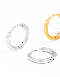 Gold Plated Surgical Steel Hoop Earrings 2-Pack - link has visual effect only