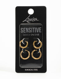 Gold Plated Surgical Steel Thick Hoop Earrings 2-Pack - link has visual effect only
