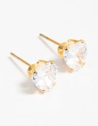 Gold Plated Surgical Steel Cubic Zirconia Heart Claw Stud Earrings - link has visual effect only