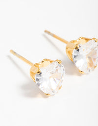 Gold Plated Surgical Steel Cubic Zirconia Heart Claw Stud Earrings - link has visual effect only