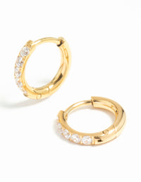 Gold Plated Surgical Steel Cubic Zirconia Hoop Earrings - link has visual effect only