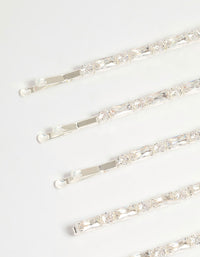Silver Diamante Baguette & Round Hair Slides 5-Pack - link has visual effect only