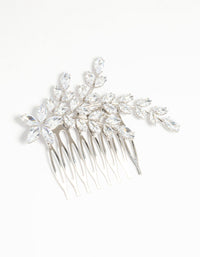 Silver Diamante Flower & Leaf Hair Comb - link has visual effect only