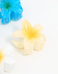 Blue & White Mini Frangipani Claw Clips 4-Pack - link has visual effect only