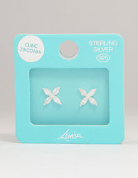 Sterling Silver Cubic Zirconia Flower Stud Earrings - link has visual effect only