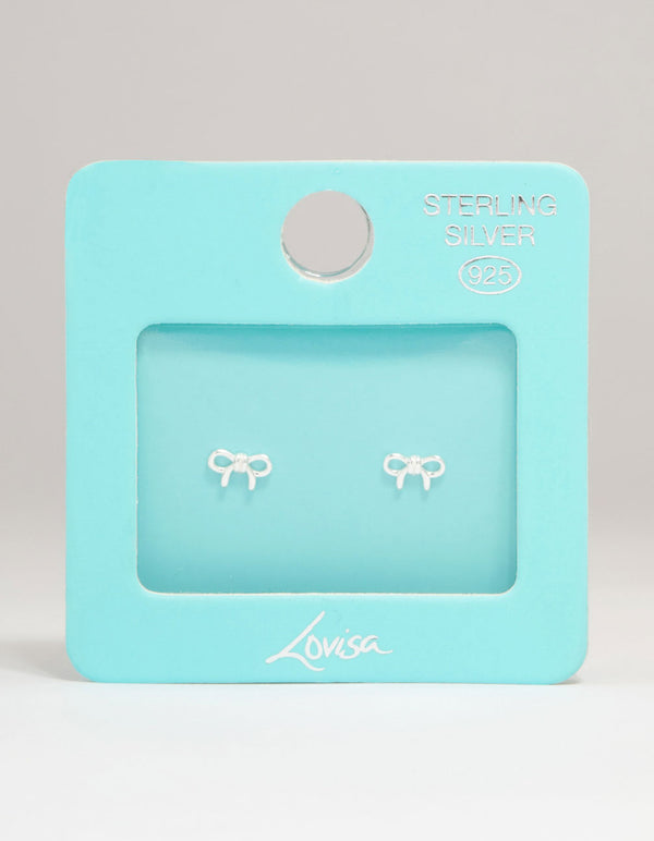 Sterling Silver Mini Clean Bow Stud Earrings