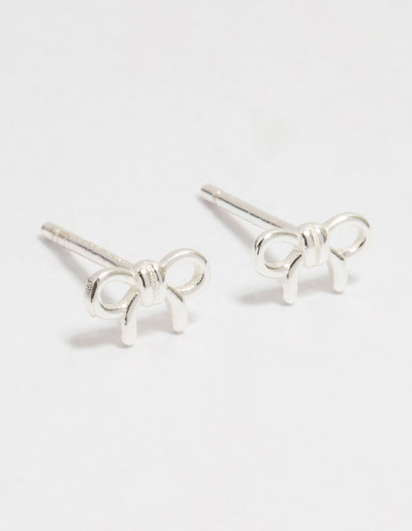 Sterling Silver Mini Clean Bow Stud Earrings