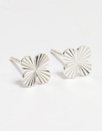 Sterling Silver Ribbed Flower Stud Earrings - link has visual effect only