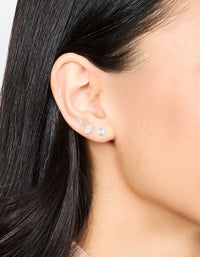 Sterling Silver Cubic Zirconia Stud Earrings 3-Pack - link has visual effect only