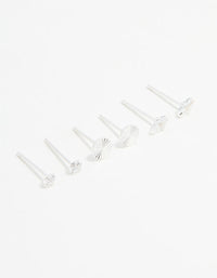 Sterling Silver Cubic Zirconia Stud Earrings 3-Pack - link has visual effect only