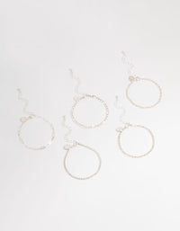 Silver Cupchain Figaro Bracelets 5-Pack - link has visual effect only