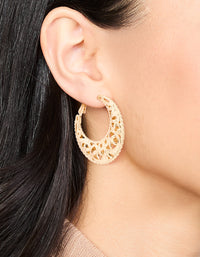 Gold Filigree Crescent Hoop Earrings - link has visual effect only