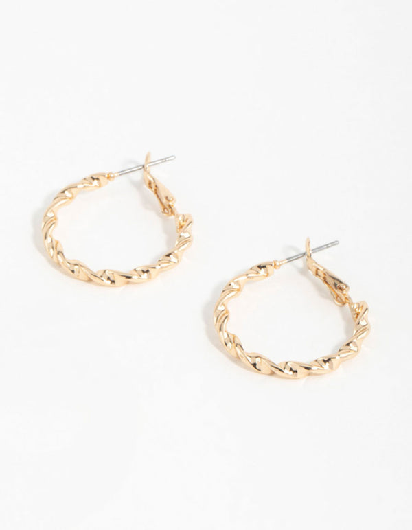 Gold Flat Twist Mixed Hoop Earrings 2-Pack