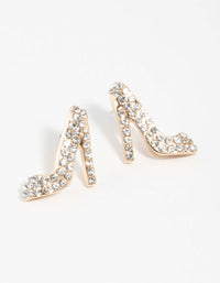 Gold Diamante Heel Stud Earrings - link has visual effect only