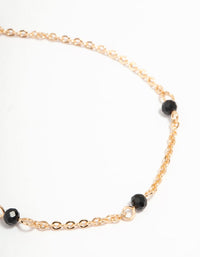 Gold Black Heart Charm Stone Bracelets 2-Pack - link has visual effect only