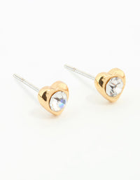 Gold Plated Surgical Steel Diamante Heart Stud Earrings - link has visual effect only