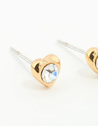 Gold Plated Surgical Steel Diamante Heart Stud Earrings - link has visual effect only