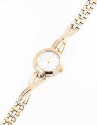 Mixed Metals Diamante Small Round Watch - link has visual effect only