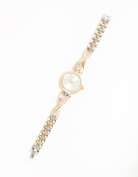 Mixed Metals Diamante Small Round Watch - link has visual effect only