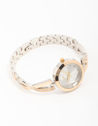 Mixed Metals Diamante Small Round Watch - link has visual effect only