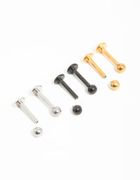 Mixed Finish Surgical Steel Small Ball Flat Back Studs 3-Pack - link has visual effect only
