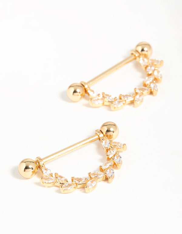 Surgical Steel Cubic Zirconia Vine Nipple Bars 2-Pack