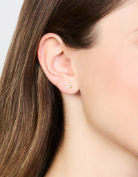 Gold Plated Surgical Steel Cubic Zirconia Leaf Flat Back Stud 2-Pack - link has visual effect only