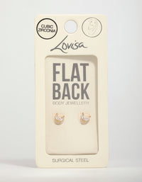 Gold Plated Surgical Steel Cubic Zirconia Leaf Flat Back Stud 2-Pack - link has visual effect only