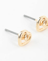 Gold Twisted Heart Stud Earrings - link has visual effect only