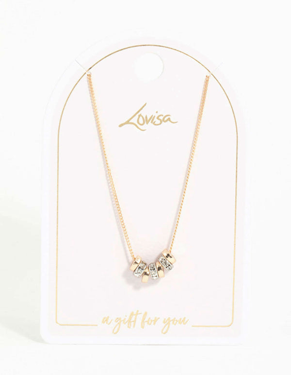 Mixed Metals Diamante Rondell Necklace