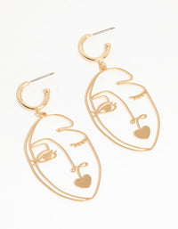 Gold Kissy Face Drop Earrings - link has visual effect only