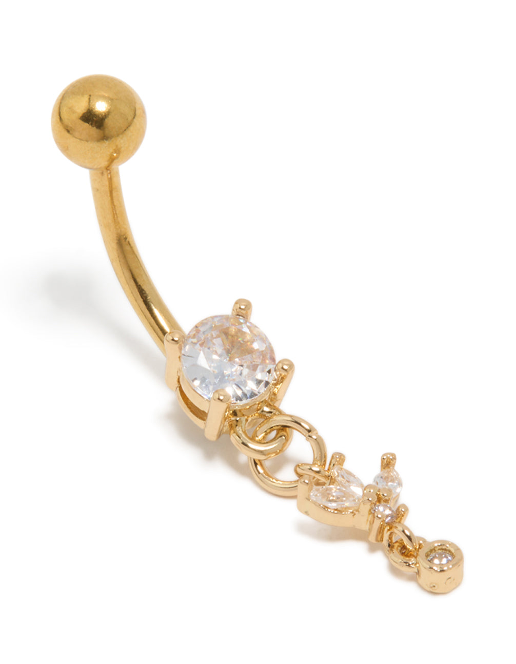 Gold Plated Surgical Steel Fine Marquise Drop Belly Bar