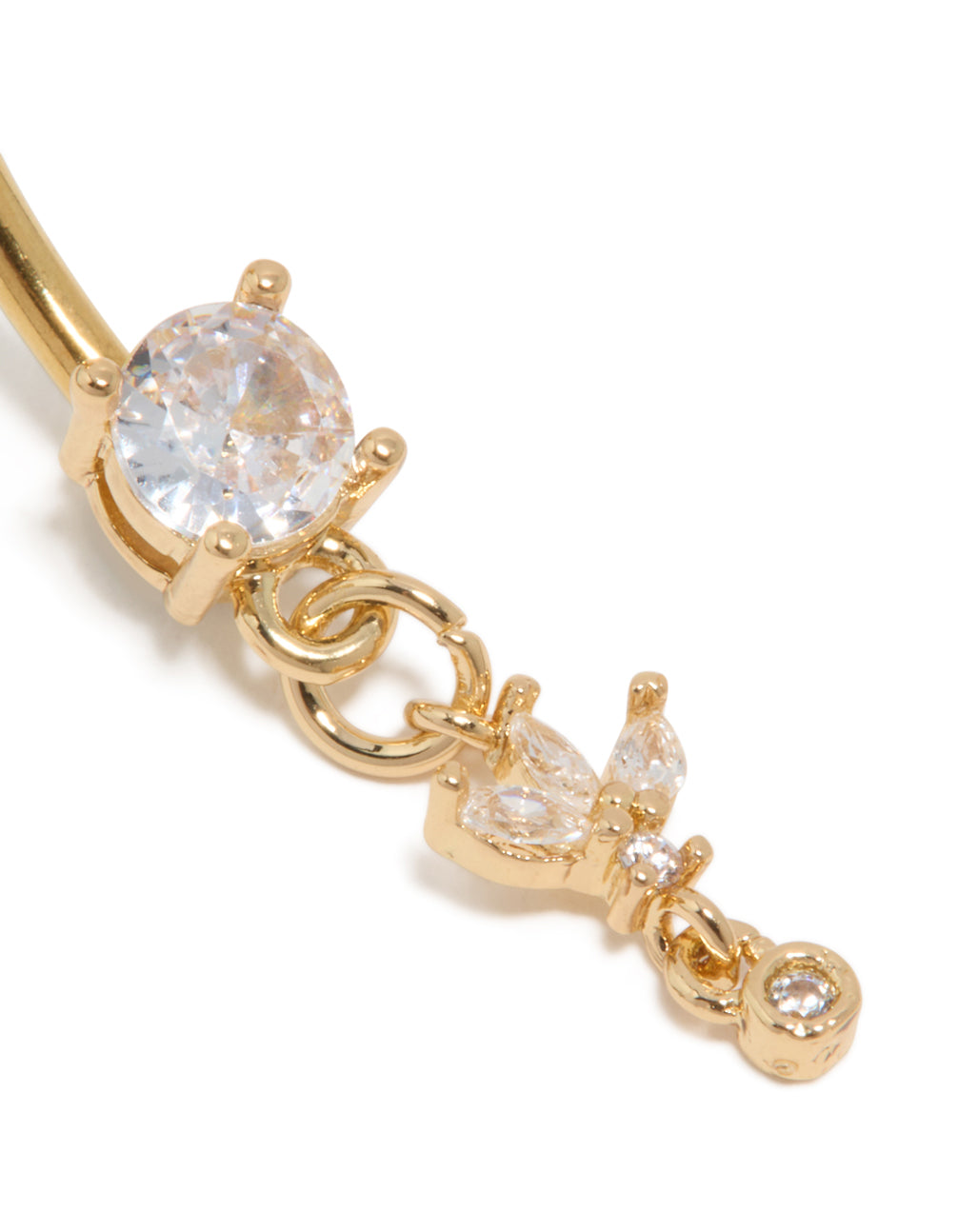 Gold Plated Surgical Steel Fine Marquise Drop Belly Bar