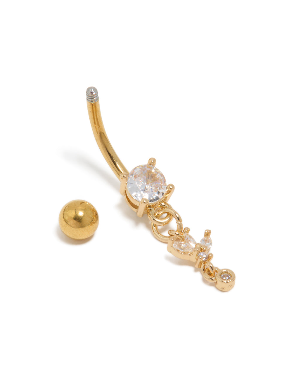 Gold Plated Surgical Steel Fine Marquise Drop Belly Bar