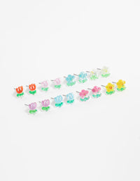 Multicoloured Acrylic Flower Stud Earrings 8-Pack - link has visual effect only