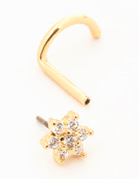 Gold Plated Titanium Cubic Zirconia Threadless Single Flower Nose Stud - link has visual effect only