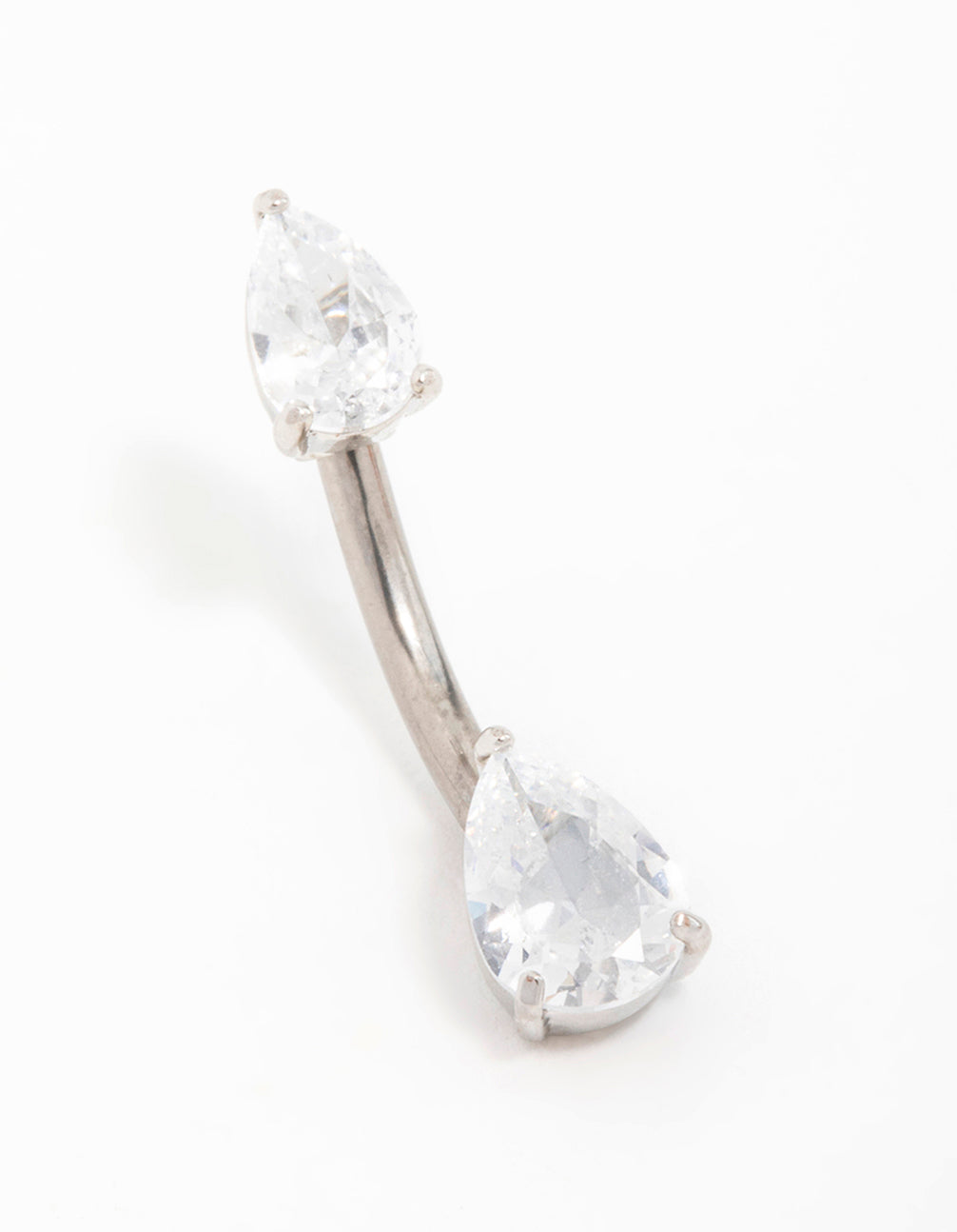 Titanium Cubic Zirconia Pear Belly Bar