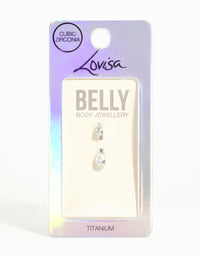 Titanium Cubic Zirconia Pear Belly Bar - link has visual effect only