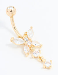 Gold Plated Titanium Cubic Zirconia Butterfly Belly Bar - link has visual effect only