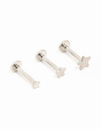 Titanium Star & Plain Flat Back Studs 3-Pack - link has visual effect only