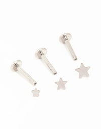 Titanium Star & Plain Flat Back Studs 3-Pack - link has visual effect only