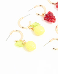 Gold Fruit Stud Earrings 3-Pack - link has visual effect only