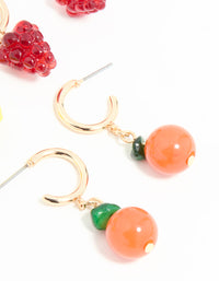 Gold Fruit Stud Earrings 3-Pack - link has visual effect only