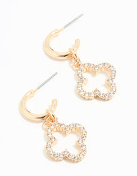 Gold Diamante Flower Huggie Earrings - link has visual effect only