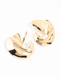 Gold Twisted Large Stud Earrings - link has visual effect only