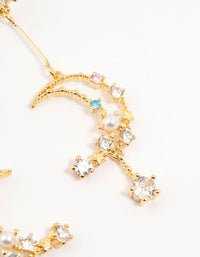 Gold Plated Cubic Zirconia Moon Drop Earrings - link has visual effect only