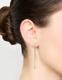Gold Plated Cubic Zirconia Heart & Butterfly Chain Earrings - link has visual effect only